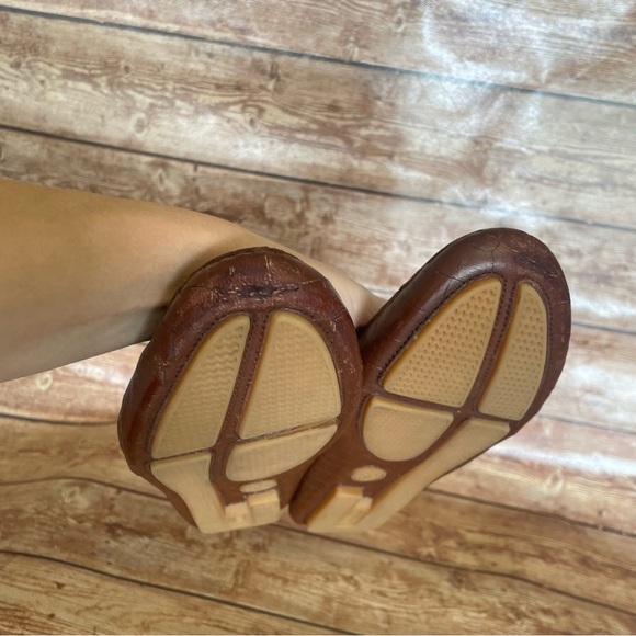 JOHNSTON AND MURPHY Brown Leather Maggie Bit Croc Embossed Driving Loafers 9M - Picture 9 of 9